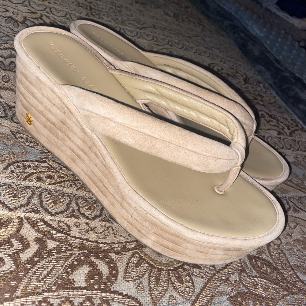 Veronica Beard Tan Platform Sandals